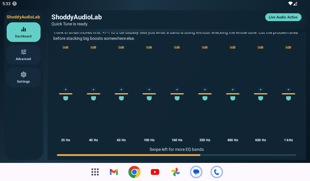 ShoddyAudioLab builder mode EQ screen