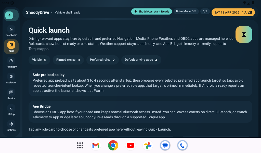 ShoddyDrive apps hub screen