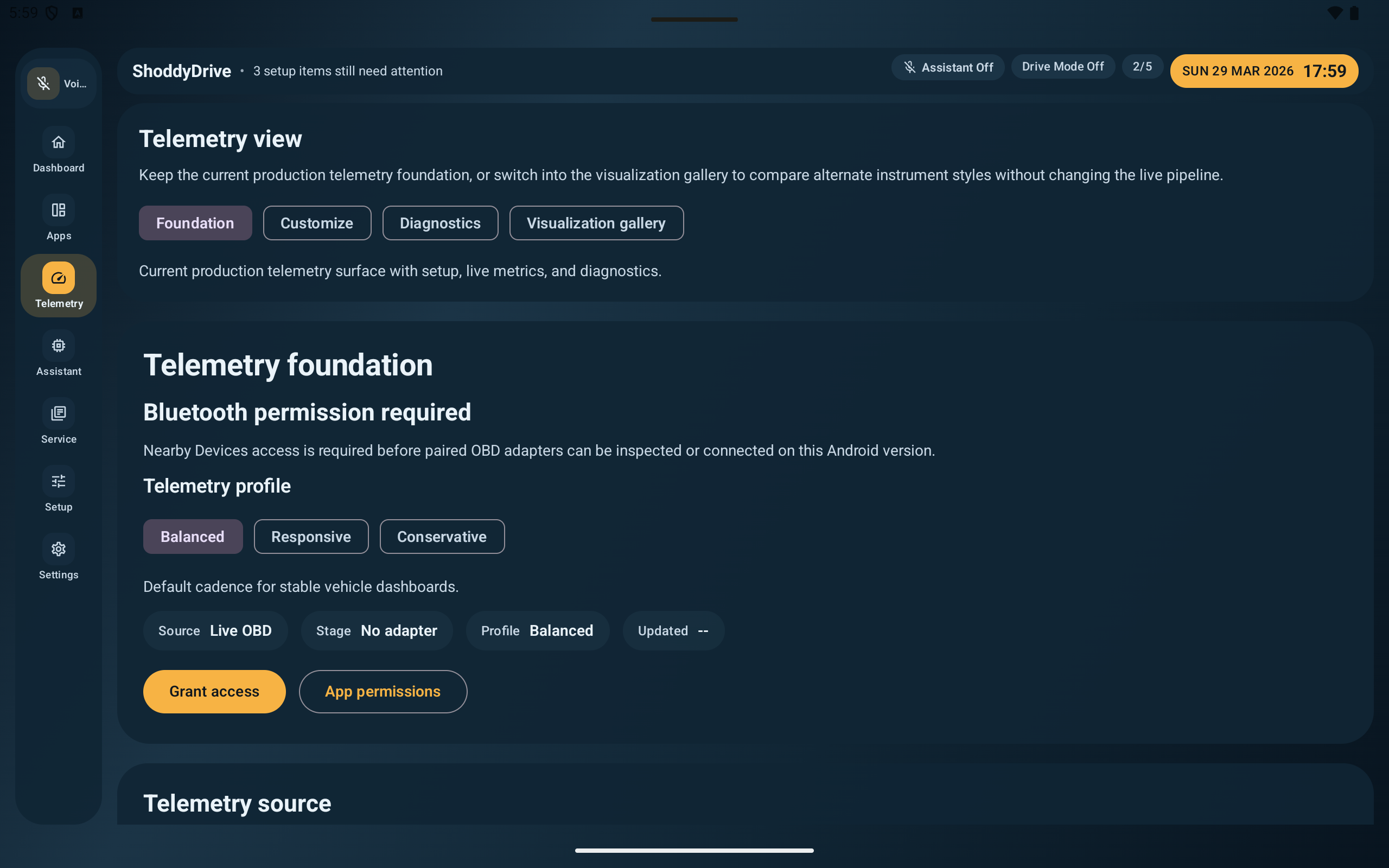ShoddyDrive telemetry view screenshot